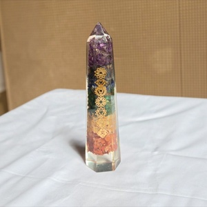 Wholesale Natural Seven Chakra Orgone Energy Tower Point Healing <b>Crystal</b> Gemstone Obelisk Tower for EMF Protection Meditation - Product Image 1