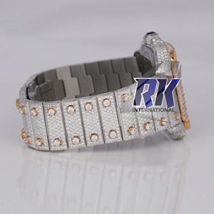Reloj de Lujo para Hombre con Diamantes Moissanite, Cuarzo, Correa de Acero Inoxidable, Esfera Analógica, Visualización de Fecha y Cierre Plegable - Product Image 1