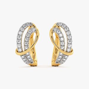 Boucles d'oreilles clous ovales entrelacées en or jaune avec diamants de laboratoire - Product Image 5