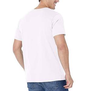 T-shirt blanc à manches courtes pour homme, col rond, coupe classique, couleur unie, décontracté, tricoté, tissu jersey 100% coton - Product Image 2