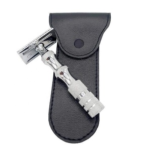 Rasoir de sécurité professionnel Kounain à lame unique double tranchant pour hommes et femmes, manche en bois naturel durable, utilisation pour le rasage du visage rouge - Product Image 1