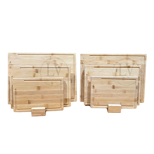 Ensemble personnalisé de 3 planches à découper rectangulaires en bambou avec rainure pour jus, logo gravé sur mesure, épaisseur 2,0 cm, marque LAC VIET - Product Image 5