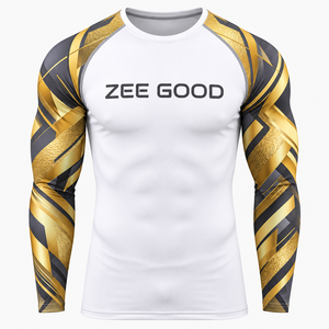 Rashguard de Jiu Jitsu para Grappling, MMA, BJJ, Sin Gi, Antiolor, de Secado Rápido, Elástico, Ajustado, Capa Base Deportiva para Hombre - Product Image 3