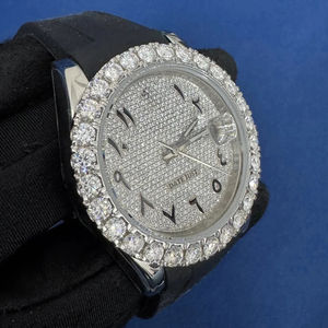 Montre de luxe bicolore en acier inoxydable avec diamants Moissanite VVS1, calendrier automatique, en gros et à prix abordable - Product Image 3