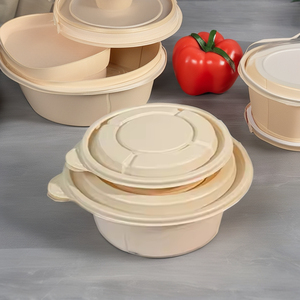 190mm X 105mm X 130mm Bagasse de canne à sucre biodégradable jetable luxe micro-ondable boîte à lunch couvercle écologique compostable - Product Image 1