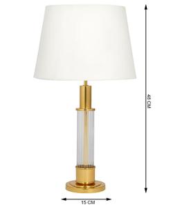 Modern Brass Table <b>Lamp</b> with White Fabric Drum Shade <b>Warm</b> Light Residential Use - Product Image 4