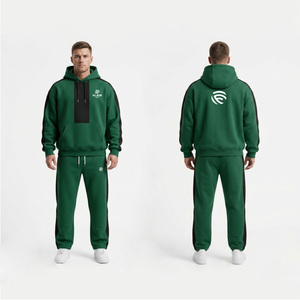 Survêtement de luxe surdimensionné pour homme – Ensemble épais vert technologique et noir - Product Image 1