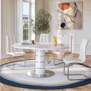 Mobilier moderne de luxe <span class=keywords><strong>Table</strong></span> à manger extensible ronde à ovale en MDF haute brillance pour 4 6 personnes Dîner à domicile - Product Image 2
