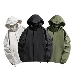 Haute qualité 100% Polyester léger pleine fermeture éclair unisexe à capuche coupe-vent résistant au vent hydrofuge imperméable pour hommes femmes - Product Image 1