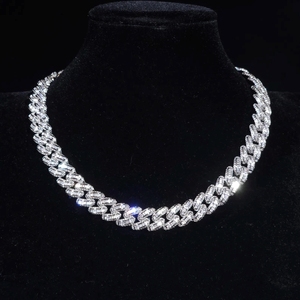 Trending 14mm 18mm Mosaic Setting <b>Cuban</b> <b>Link</b> <b>Chain</b> Moissanite <b>Cuban</b> Bracelet Necklace Custom Hip Hop Diamond <b>Cuban</b> <b>Links</b> - Product Image 1