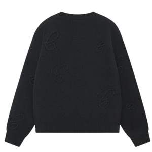Script Applique <b>Knitted</b> <b>Jumper</b> <b>Black</b> Embroidered Sweater Casual Crewneck Premium Cotton Comfortable Winter Wear <b>Men</b>’s Fashion - Product Image 2