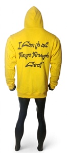 Sweat à capuche streetwear imprimé croix jaune doré pour homme, pull vintage épais décontracté à manches longues et coupe oversize - Product Image 4