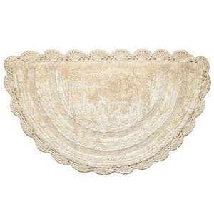 Vintage Chic Half Circle Cotton Bath <b>Mat</b> Handcrafted Solid Color Non-Slip Rubber Backing Machine Washable Home Use - Product Image 3
