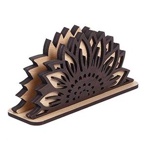 <b>Wooden</b> Custom Logo Printing Napkin Holder & Tissue Box Sunflower <b>Laser</b> <b>Cut</b> Design Handmade Classic Dining Table Decor - Product Image 3