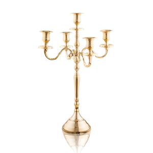 Elegant 5 Arm Golden Candelabra Candle Holder Classic Metal Candlestick Stand for Wedding <b>Party</b> Home <b>Table</b> Decor Candle Holder - Product Image 2