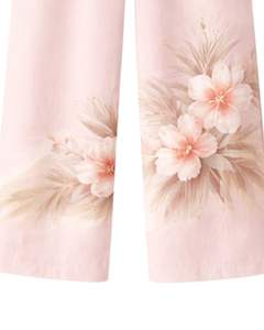 Conjunto de Dos Piezas Personalizado para Mujer, Estampado Paisajístico Beige, Camisa de Manga Corta con Botones y Pantalones Anchos, Ropa Casual de Verano - Product Image 5