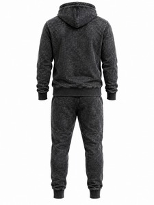 <b>Men</b> Acid Wash <b>Hoodie</b> and Jogger Tracksuit Set Relaxed Fit Vintage Style Sweat Suit for Fitness <b>Running</b> Casual Street Fashion - Product Image 3