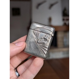 Assured Quality Vintage Aluminum Match Case With Embossed Woman Design Durable Household Use - Product Image 4
