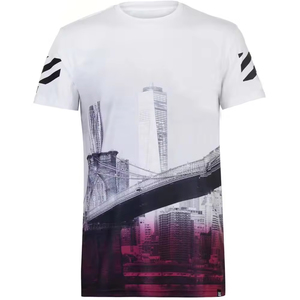 Camiseta de Hombre con Estampado de Sublimación de Puente Urbano, Manga Corta, Cuello Redondo, Corte Regular, Transpirable, Informal, de Poliéster - Product Image 3