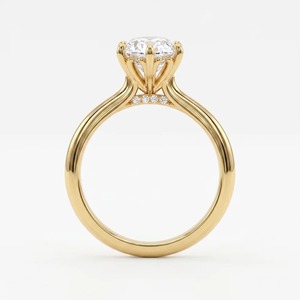 Bague de fiançailles solitaire en or jaune 9 carats avec diamant ovale de 2 carats cultivé en laboratoire, bijoux fins personnalisés pour mariée - Product Image 2