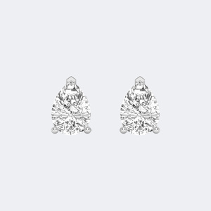 Boucles d'oreilles classiques de luxe à tige en V en or 9 carats avec 1,00 CTW de diamants de culture en forme de poire, certifiées IGI - Product Image 2
