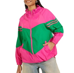 Women Plus Size Casual Breathable Windbreaker <b>Jacket</b> <b>Waterproof</b> Customizable Logo Color Block Windbreaker <b>Jacket</b> Zipper Closure - Product Image 1