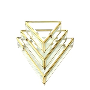 Wholesale Modern Luxury Triangle Shape Crystal Beveled Glass Brass Jewelry Organizer and <b>Storage</b> Trinket <b>Box</b> - Product Image 3