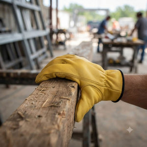 Gants de sécurité en cuir jaunes, lisses, résistants à l'abrasion, antidérapants, anti-vibrations, respirants, antistatiques, avec poignets froncés, usage général - Product Image 2