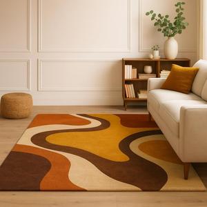 Alfombras y Tapetes de Lana de Nueva Zelanda, Diseño Moderno Abstracto, Hechos a Mano, de Pelo Largo, Ecológicos - Product Image 1