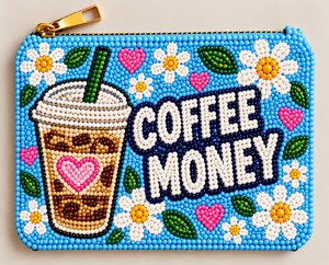 กระเป๋าใส่เหรียญลูกปัดลายกาแฟ คอลเลคชั่นกระเป๋าซิปทำมือสำหรับคนรักกาแฟ กระเป๋าสตางค์สั่งทำได้ ผู้ค้าส่ง ผู้จัดจำหน่าย ของขวัญ - Product Image 2