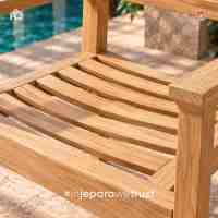 Fauteuil de restaurant en teck massif Signature, chaise de salle à manger moderne en bois à lattes pour café haut de gamme, bistro et projets hôteliers