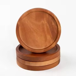 Ensemble de sous-verres ronds en bois, finition naturelle, tapis antidérapants pour table de boissons, design moderne - Product Image 6