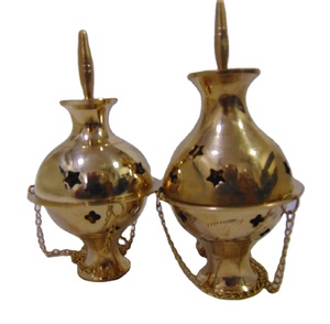 Supports de brûleurs d'encens en charbon de bois de taille moyenne, plaqués or, en métal poli, style antique, pour la vente en gros, objets d'art et de collection, à suspendre - Product Image 5