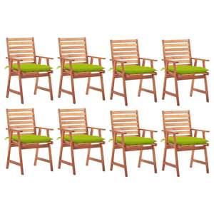 8 chaises de salle à manger en bois d'acacia massif avec coussins, ensemble de meubles d'extérieur - Product Image 1