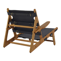 Chaise longue de safari en teck moderne de luxe, siège en cuir véritable, confortable, imperméable, écologique, durable, pour cour extérieure