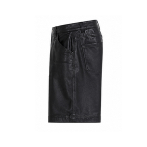 Shorts Bermuda Homme en Cuir PU Noir de Haute Qualité, Taille Mi-Haute Élastique, Style Décontracté, Poches, Respirant, en Toile et Cuir - Product Image 6