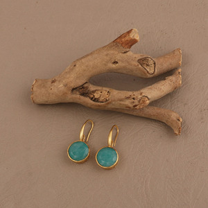 Pendientes Colgantes de Amazonita con Bisel de Latón Chapado en Oro, Diseño Geométrico y Moderno, Joyería de Boda para Mujer - Product Image 5