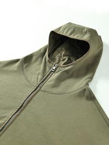 Sudadera con Capucha y Cierre de Cremallera para Hombre, Color Verde Oliva, Corte Regular, Algodón Antiarrugas, Secado Rápido, Transpirable y Ecológica (OEM) - Product Image 2