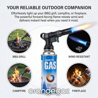 Chalumeau d'extérieur coupe-vent Orangegaz, pistolet d'allumage universel pour cartouches de gaz, allumeur haute puissance pour barbecue et dessoudage