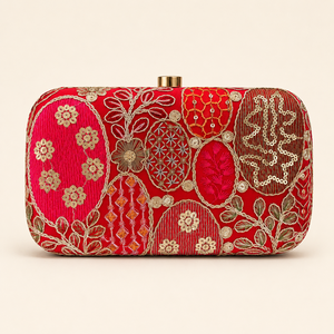 Pochette de Soirée de Luxe Brodée à la Main avec Strass et Perles, en Soie Satinée, Capacité Moyenne, Idéale pour Mariages, Fêtes et Usage Quotidien - Product Image 1