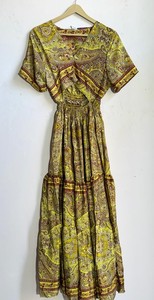 Robe longue bohème à col en V avec imprimé cachemire, taille élastique, coupe ample, manches courtes, respirante, tissée, robe d'été décontractée - Product Image 3