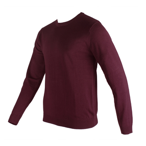 Pull en tricot à col rond pour homme, couleur unie, coupe classique, vêtements décontractés, bordeaux, hiver, 100% coton, 300g - Product Image 3