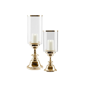 Elegant Glass Gold Finished Handmade <b>Hurricanes</b> With Gold Finishing Design Table Decor Centerpiece Handmade Royal Designer - Product Image 5