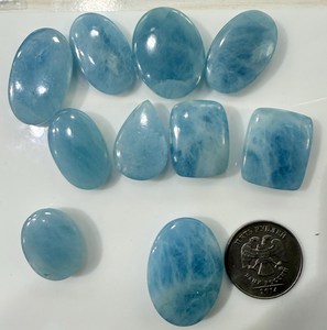 Cabujón de Aguamarina Azul Natural, Piedra Preciosa Suelta, Pulida y Lisa, para Diseño de Joyería, Cristal de Reiki para Sanación - Product Image 4