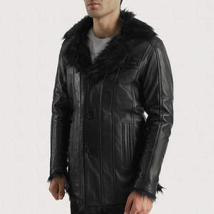 เสื้อแจ็คเก็ตหนังวัวสำหรับผู้ชายฤดูหนาว คอตั้ง แฟชั่นสุดเท่ห์ ซิปหน้า เสื้อแจ็คเก็ตฤดูหนาว - Product Image 2