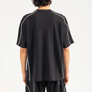 Men's Trendy Brand Daily Casual 100% Cotton T-<b>Shirt</b> Loose Neck Double Yarn Short Sleeve Oversized Fit for Spring 260 Grams - Product Image 2