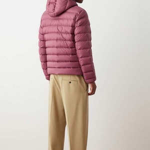 Blouson matelassé à capuche bordeaux uni pour homme, coupe-vent, col montant, fermeture éclair, prix abordable, style urbain, OEM/ODM - Product Image 6