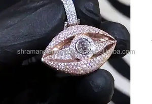 Colgante Horus de Plata 925 Bañado en Oro Rosa con Diamante Moissanita, Joyería Religiosa Hip Hop, Amuleto de Protección Ocular con Incrustaciones para Fiesta - Product Image 2