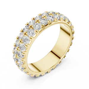 Anillo de Eternidad de Plata de Ley 925 con Moissanita, 3 Filas de Circonitas Brillantes Redondas con Engaste de Garra, Anillo de Boda para Mujer - Product Image 5