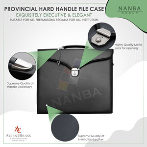 Estuche para Archivos Masónico Provincial, Forma Cuadrada, Imitación Piel, con Asa Resistente |   Bolsa de Transporte para Portafolio de Arte, Negra, Alta Calidad - Product Image 4